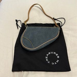 Christian Dior Blue Denim Saddle Bag